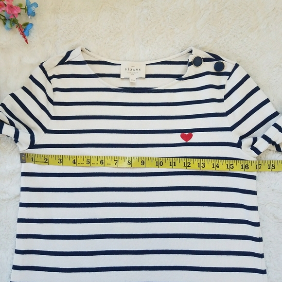 Sezane Colette Mariniere Striped Top Tee - Picture 5 of 9